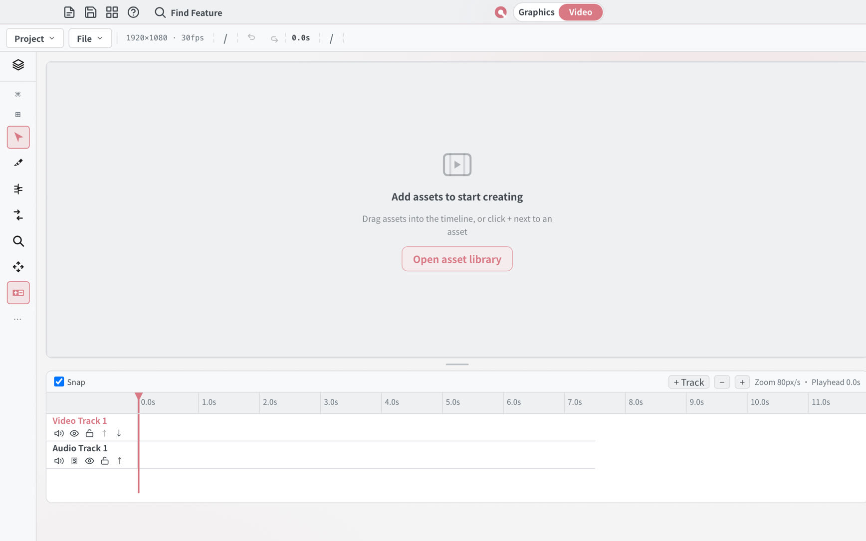 The Water Video workbench: a program monitor, a media area and a video and audio timeline in one project.